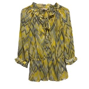 Women’s BANANA REPUBLIC,Tie Neck, 3/4 Sleeves, Elastic Top,Multi Colors, Size XS